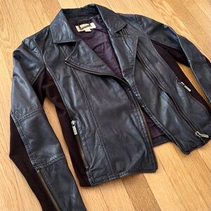 Vintage Michael Michael Kors Leather Jacket Brown Motorcycle Zip Y2K Size 6